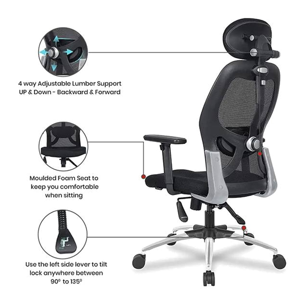 Lance Net Swivel Study Chair in Black Colour