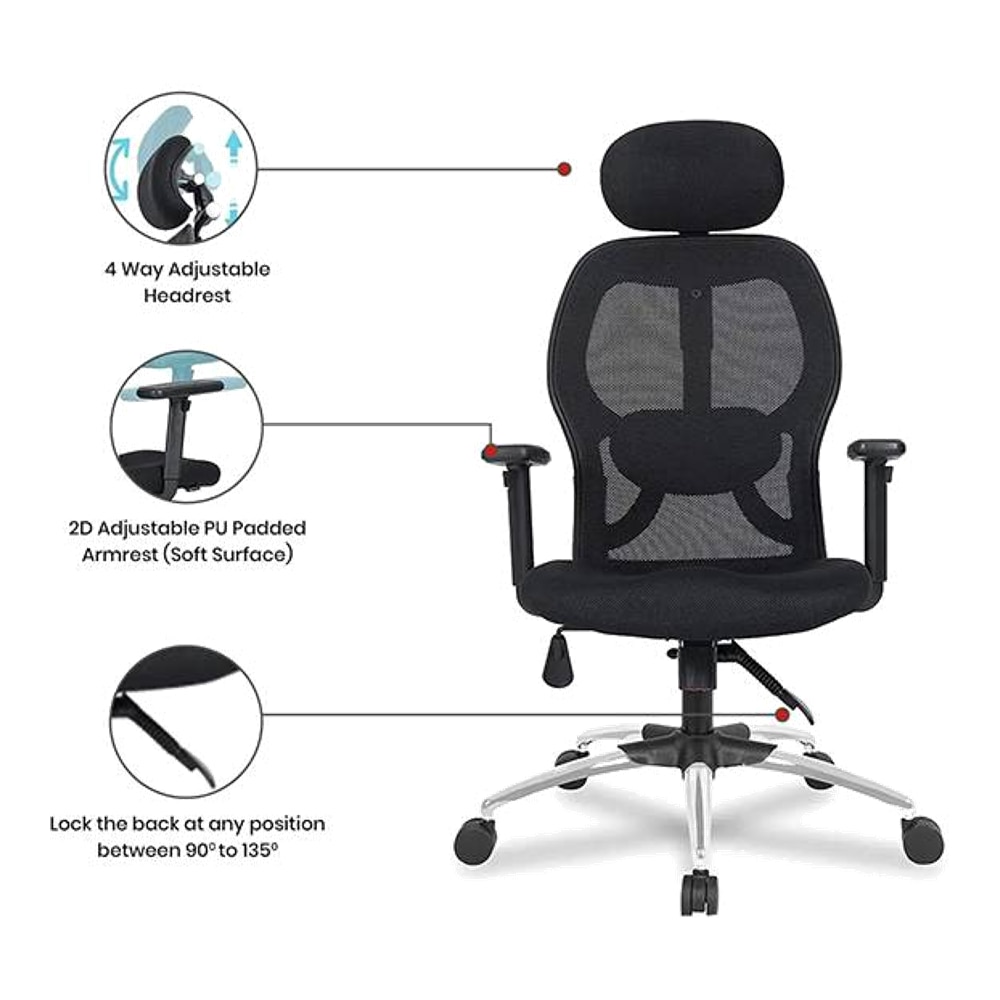 Lance Net Swivel Study Chair in Black Colour