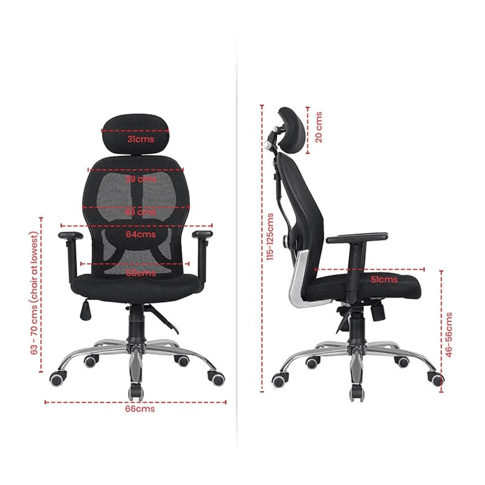 Cor Net Swivel Study Chair in Black Colour