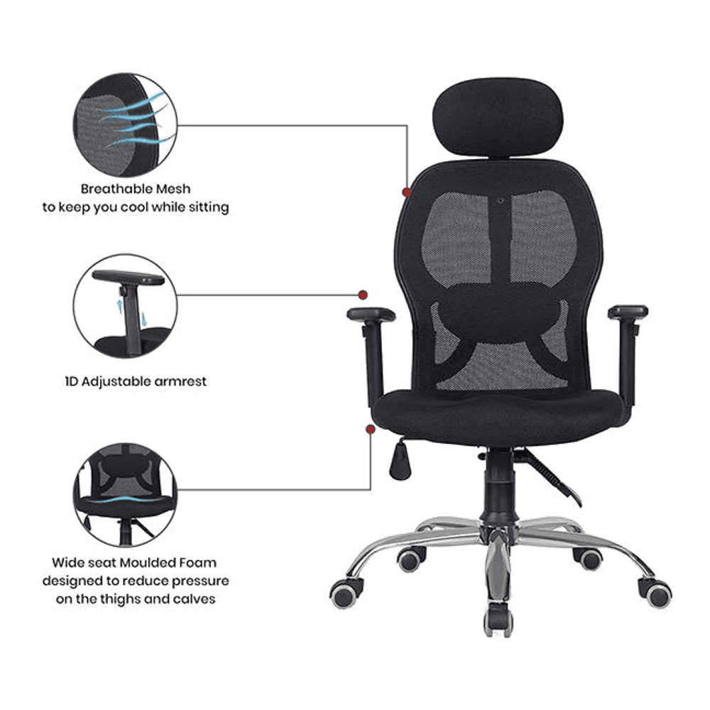 Cor Net Swivel Study Chair in Black Colour