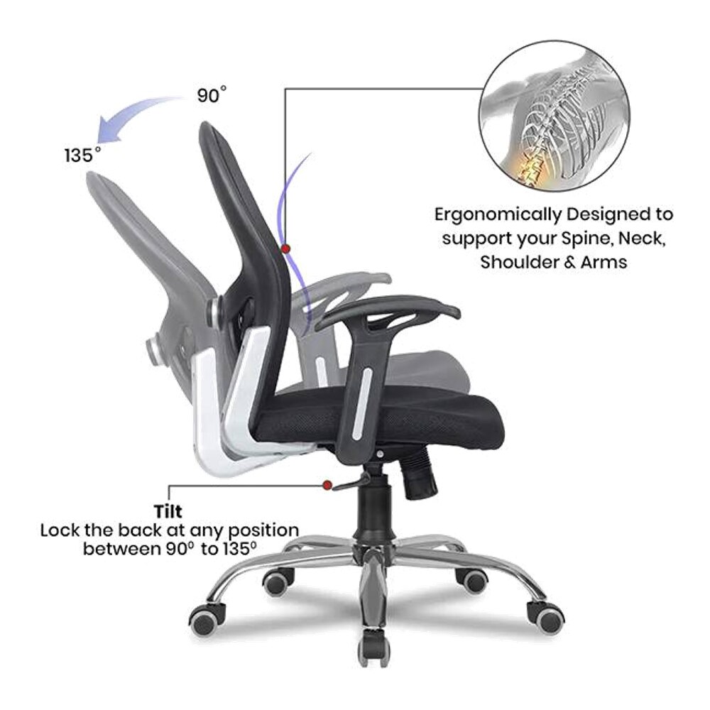 Zen Net Swivel Study Chair in Black Colour