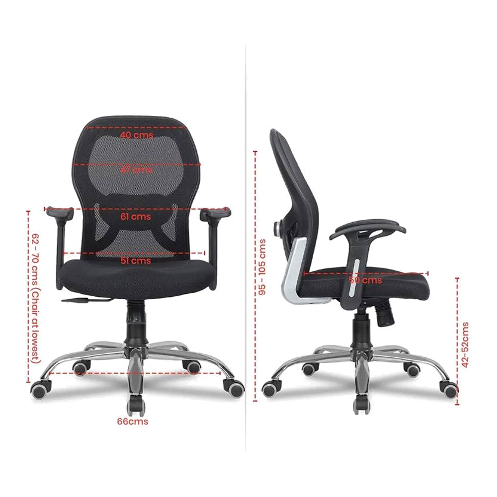 Zen Net Swivel Study Chair in Black Colour