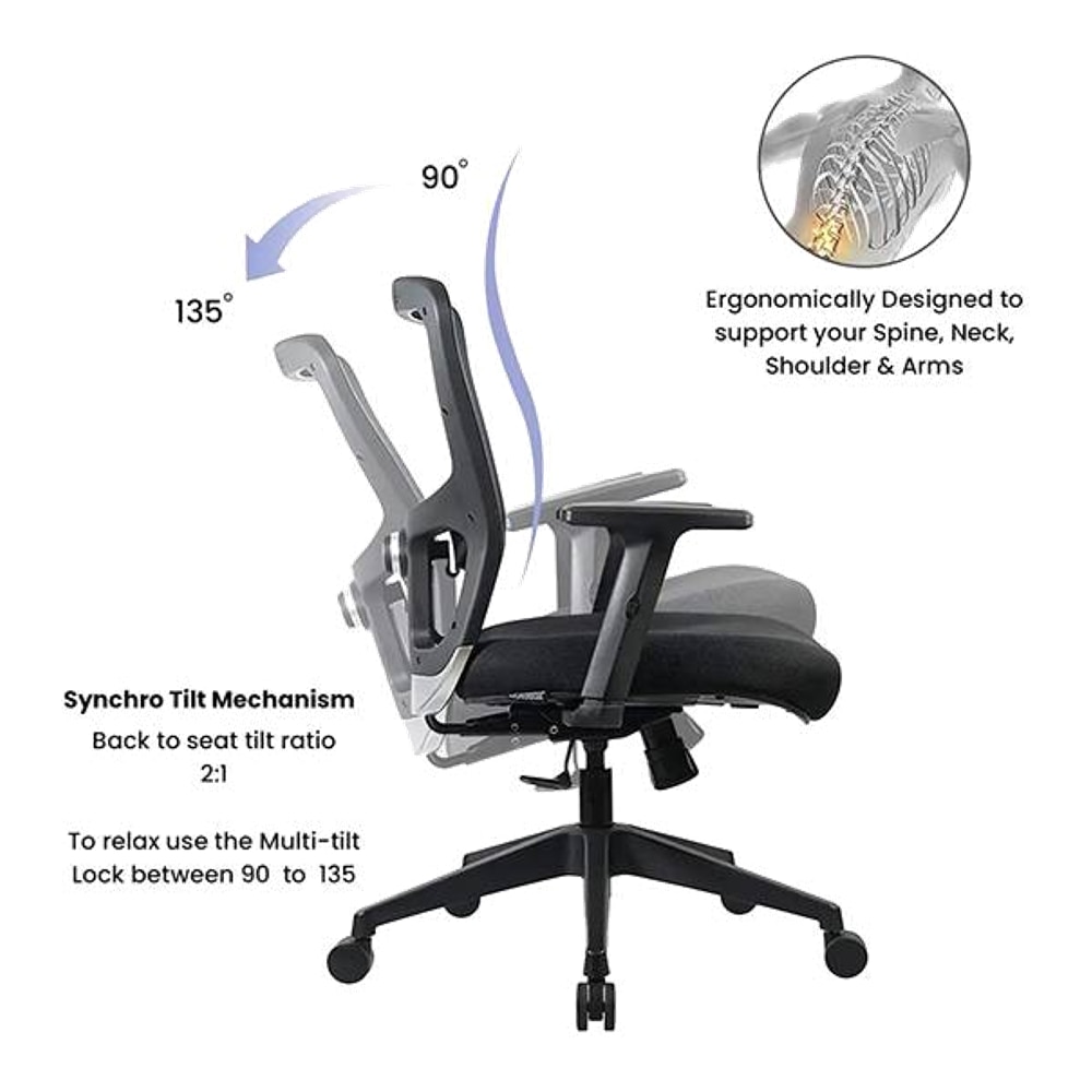 Vance Net Swivel Study Chair in Black Colour