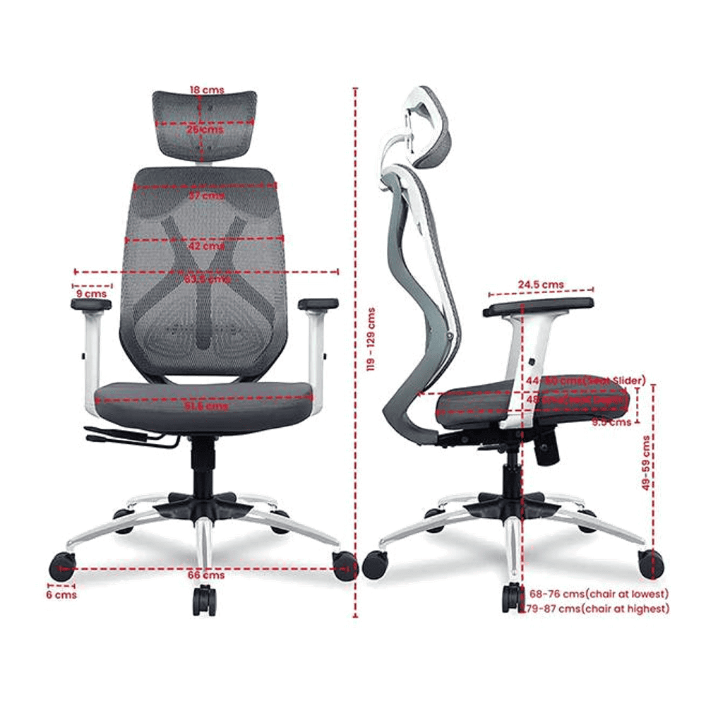 Raice Net Swivel Study Chair in Grey Colour