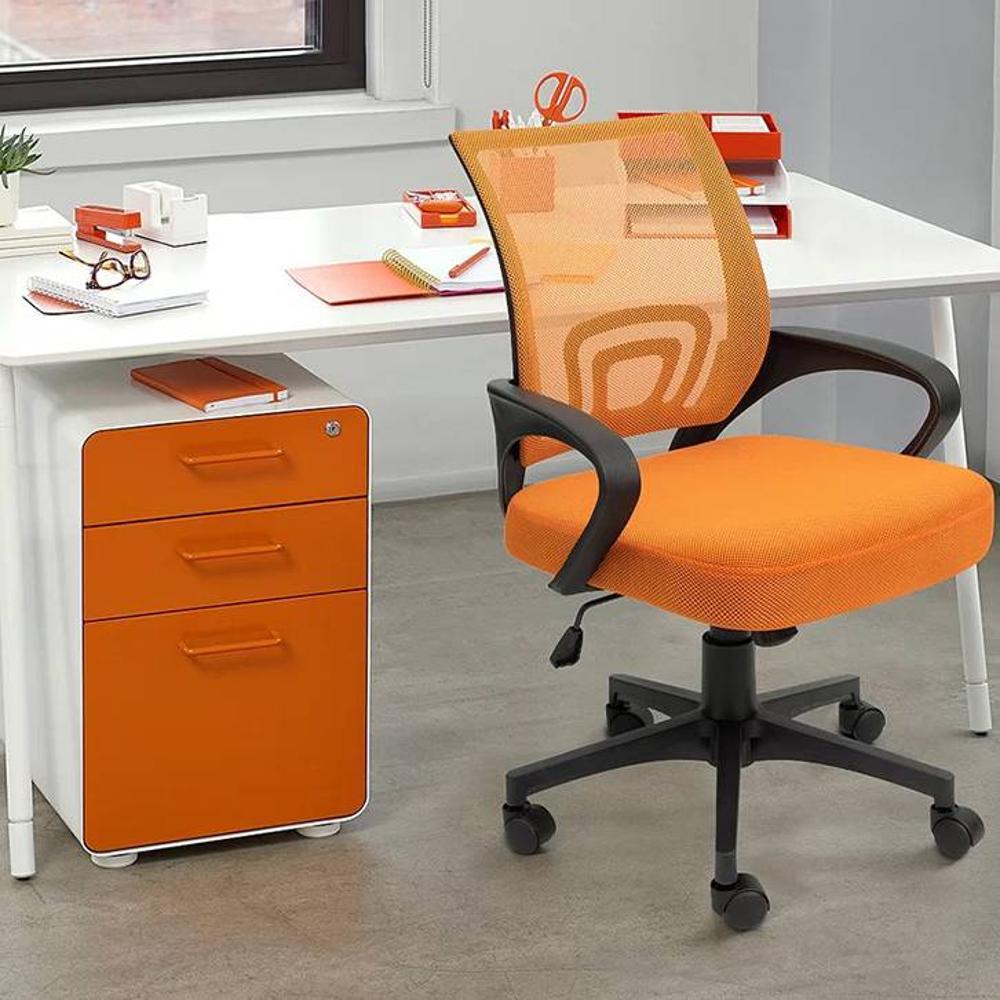 Task Net Swivel Study Chair in Orange Colour