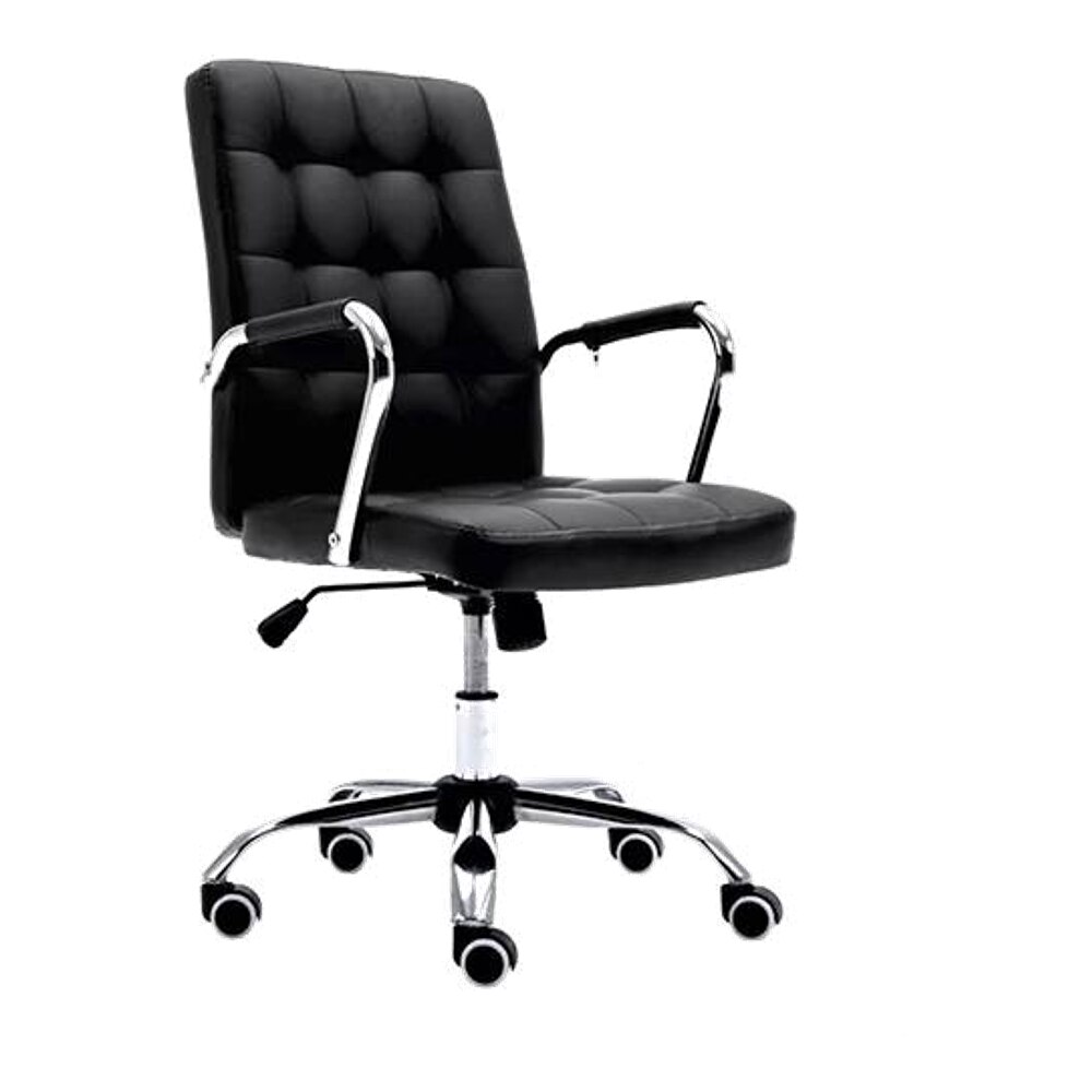 Gruber Leatherette Swivel Study Chair in Black Colour