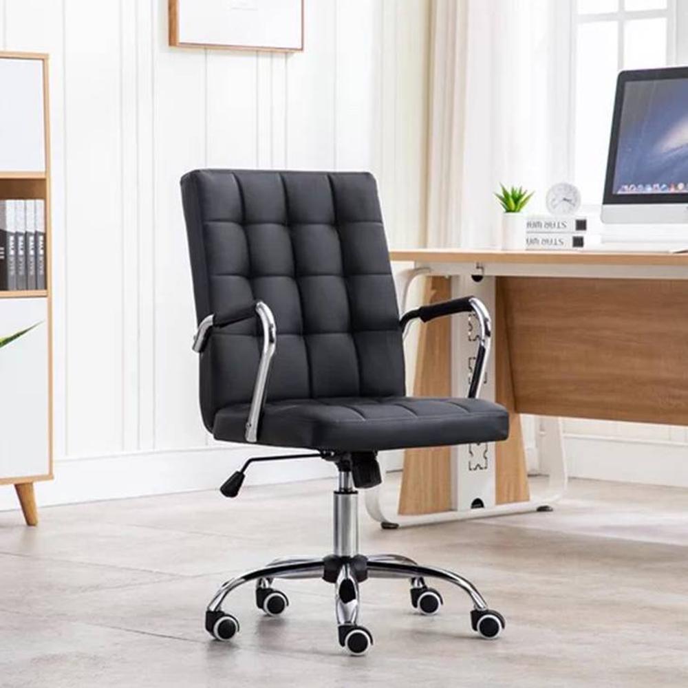 Gruber Leatherette Swivel Study Chair in Black Colour