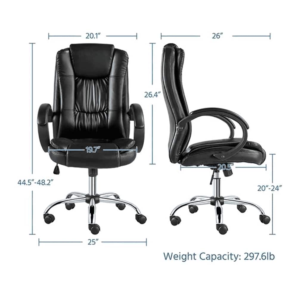 Fenna Leatherette Swivel Study Chair in Black Colour