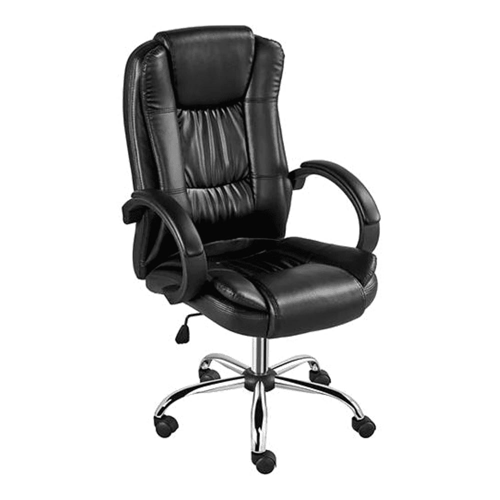 Fenna Leatherette Swivel Study Chair in Black Colour