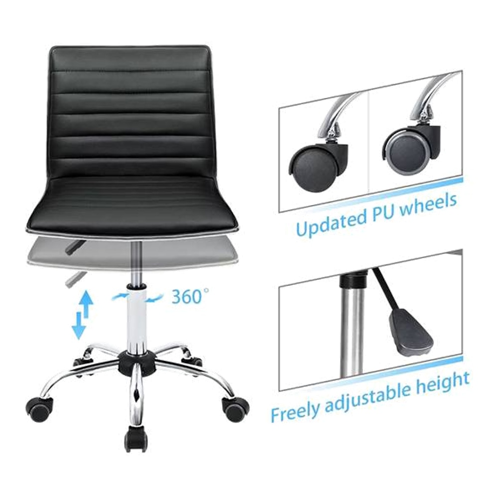 Kaycee Leatherette Swivel Study Chair in Black Colour