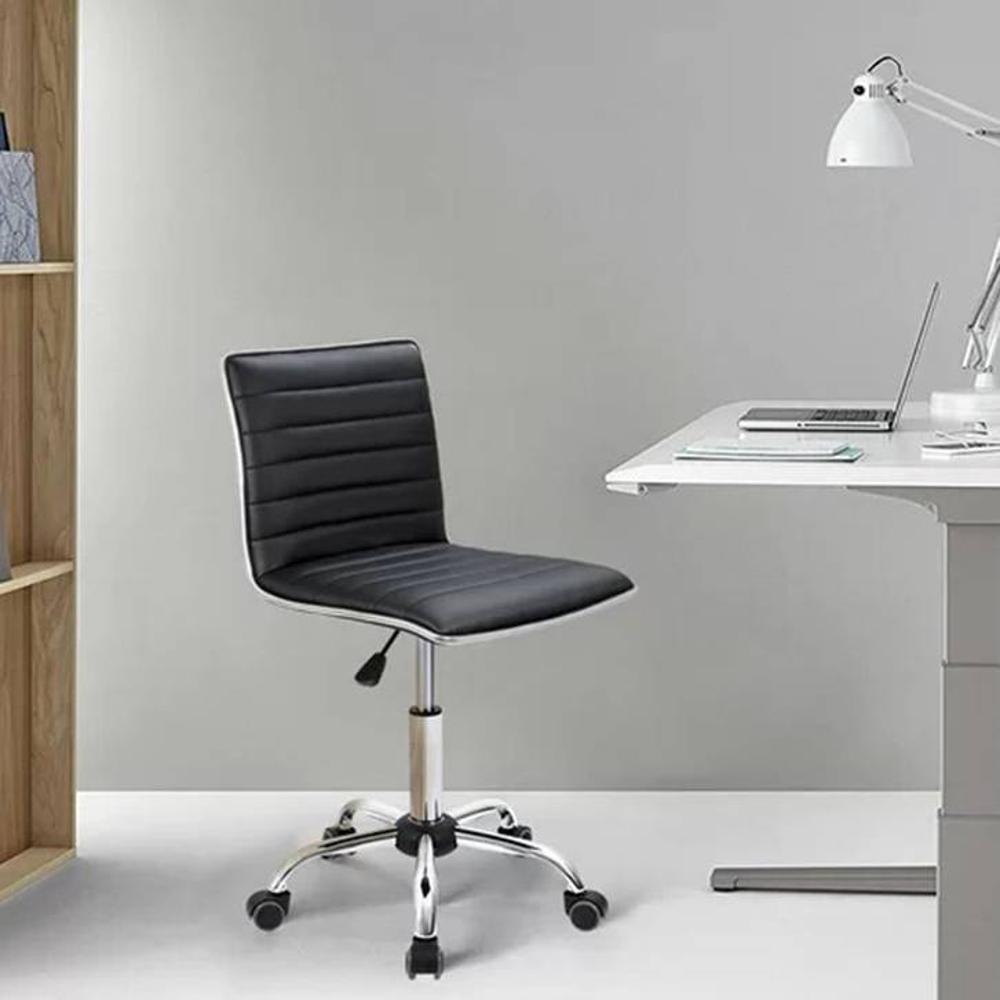 Kaycee Leatherette Swivel Study Chair in Black Colour