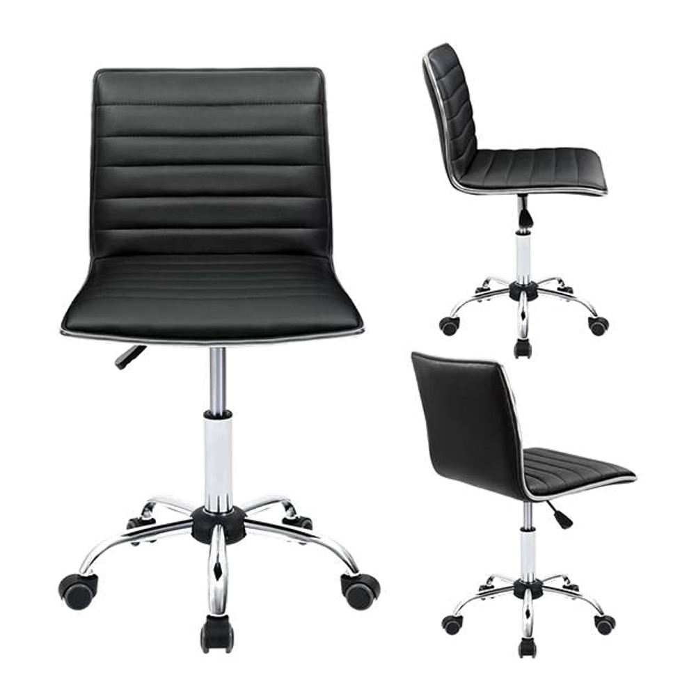 Kaycee Leatherette Swivel Study Chair in Black Colour