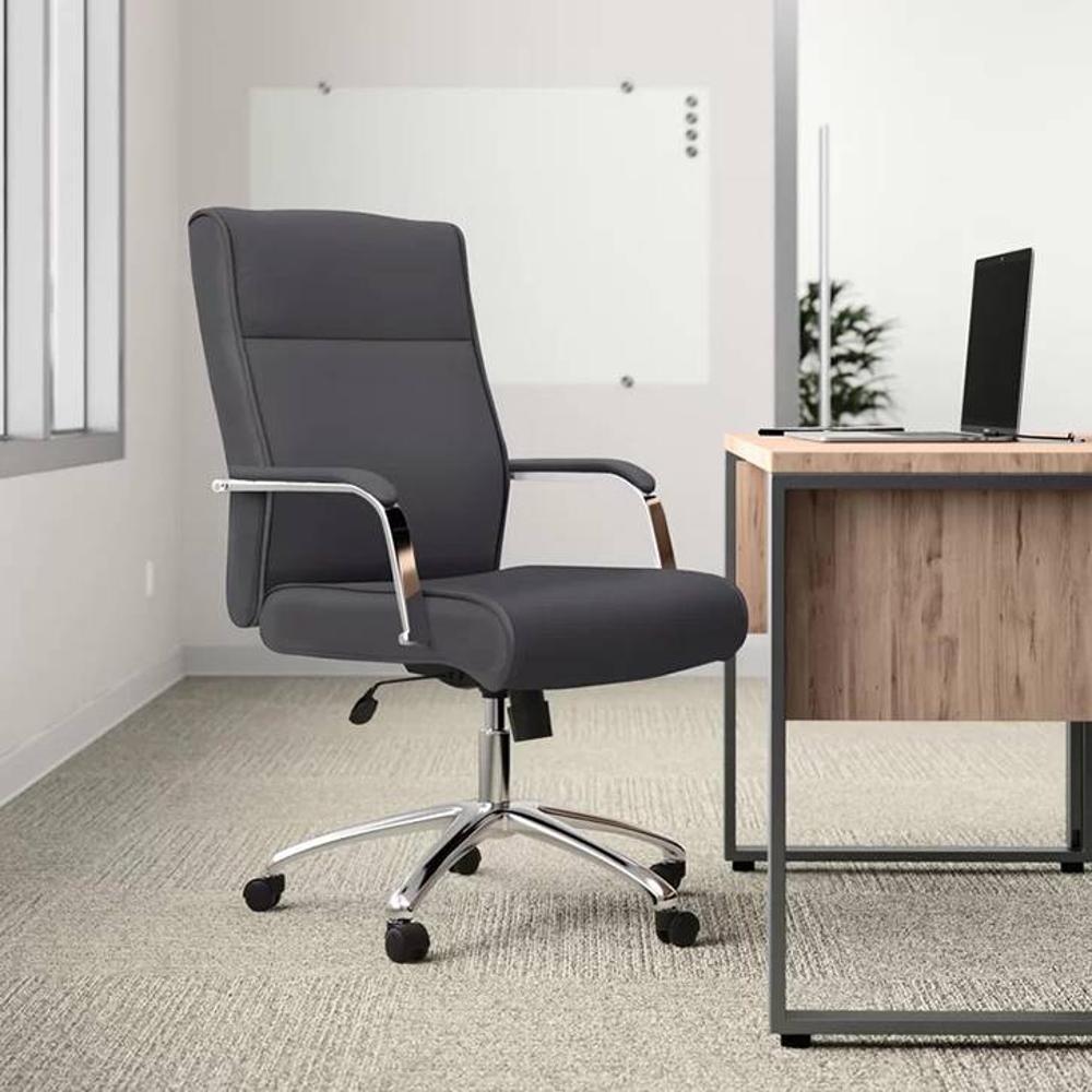 Landyn Leatherette Swivel Study Chair in Black Colour