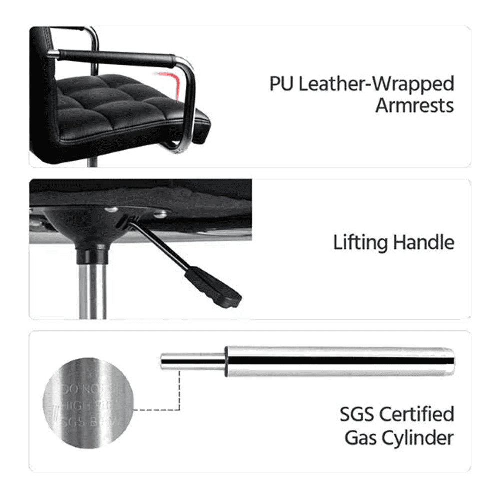 Mason Leatherette Swivel Study Chair in Black Colour