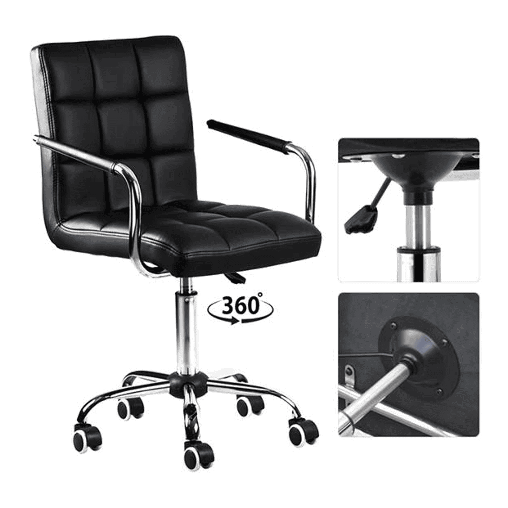 Mason Leatherette Swivel Study Chair in Black Colour
