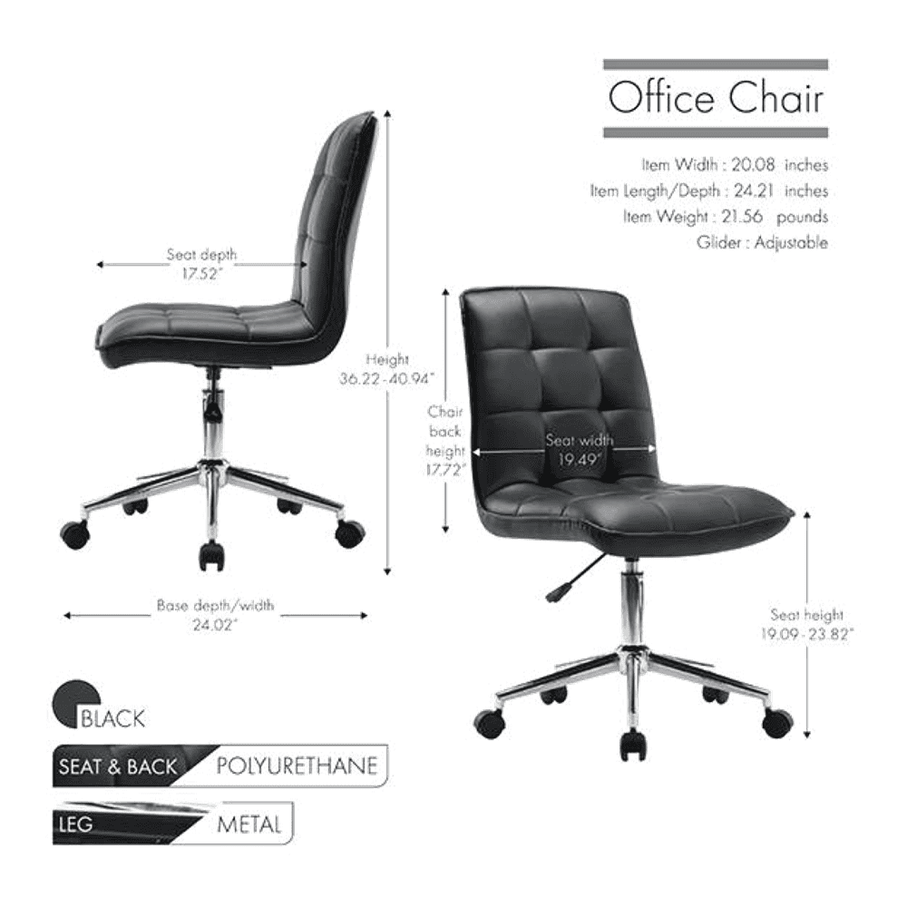 Rawtenstall Leatherette Swivel Study Chair in Black Colour