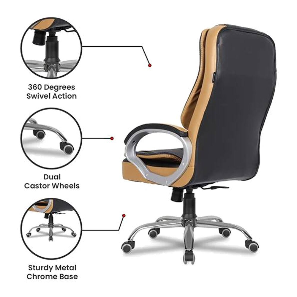 Adam Leatherette Swivel Study Chair in Black Colour