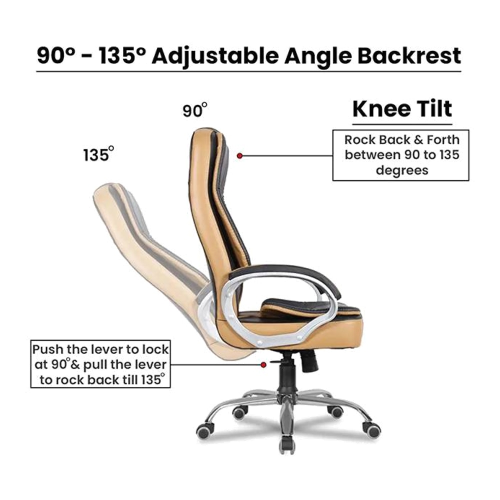 Adam Leatherette Swivel Study Chair in Black Colour