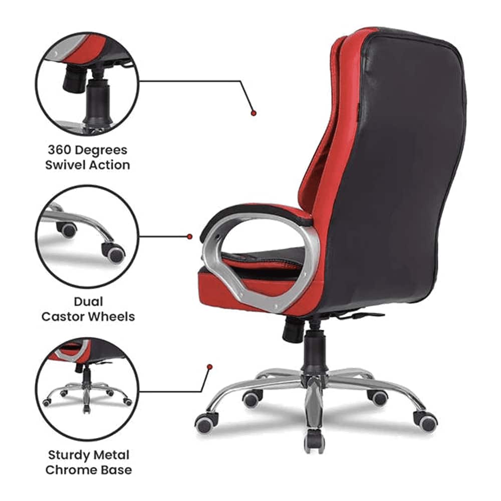 Eve Leatherette Swivel Study Chair in Black Colour