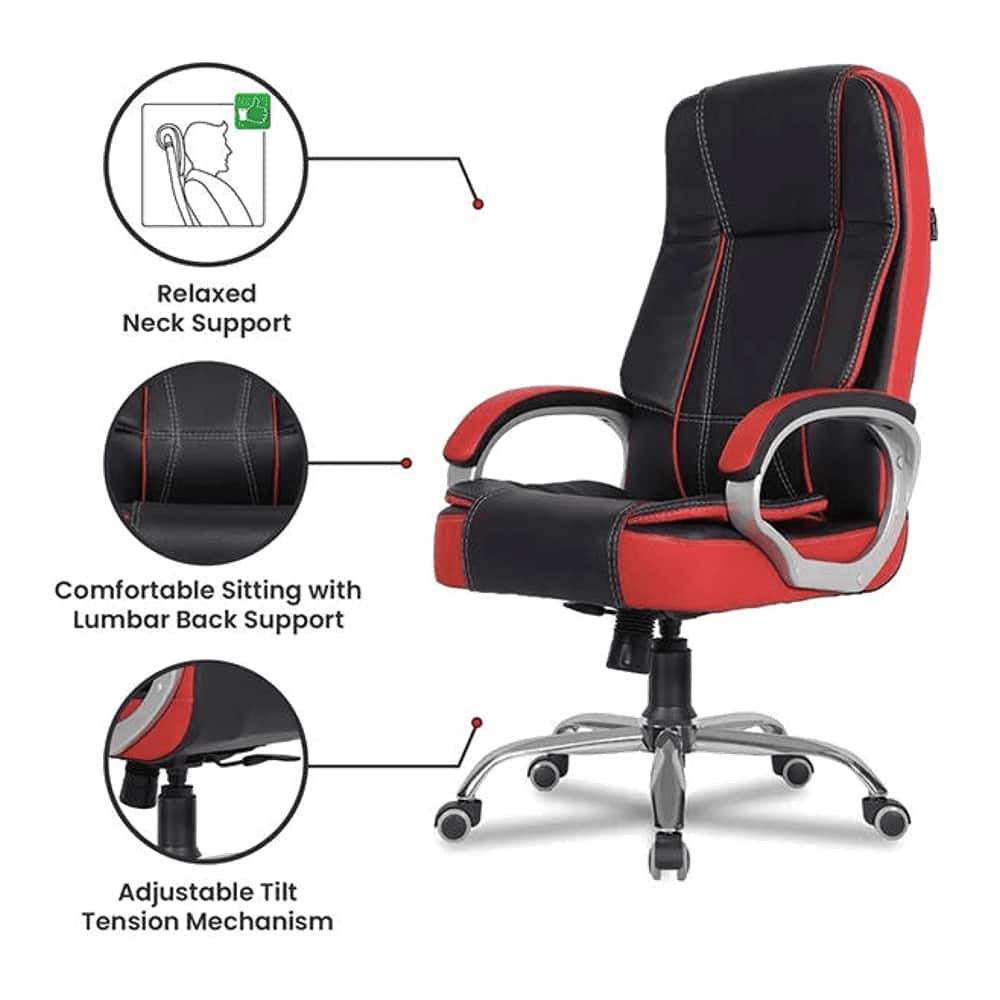 Eve Leatherette Swivel Study Chair in Black Colour