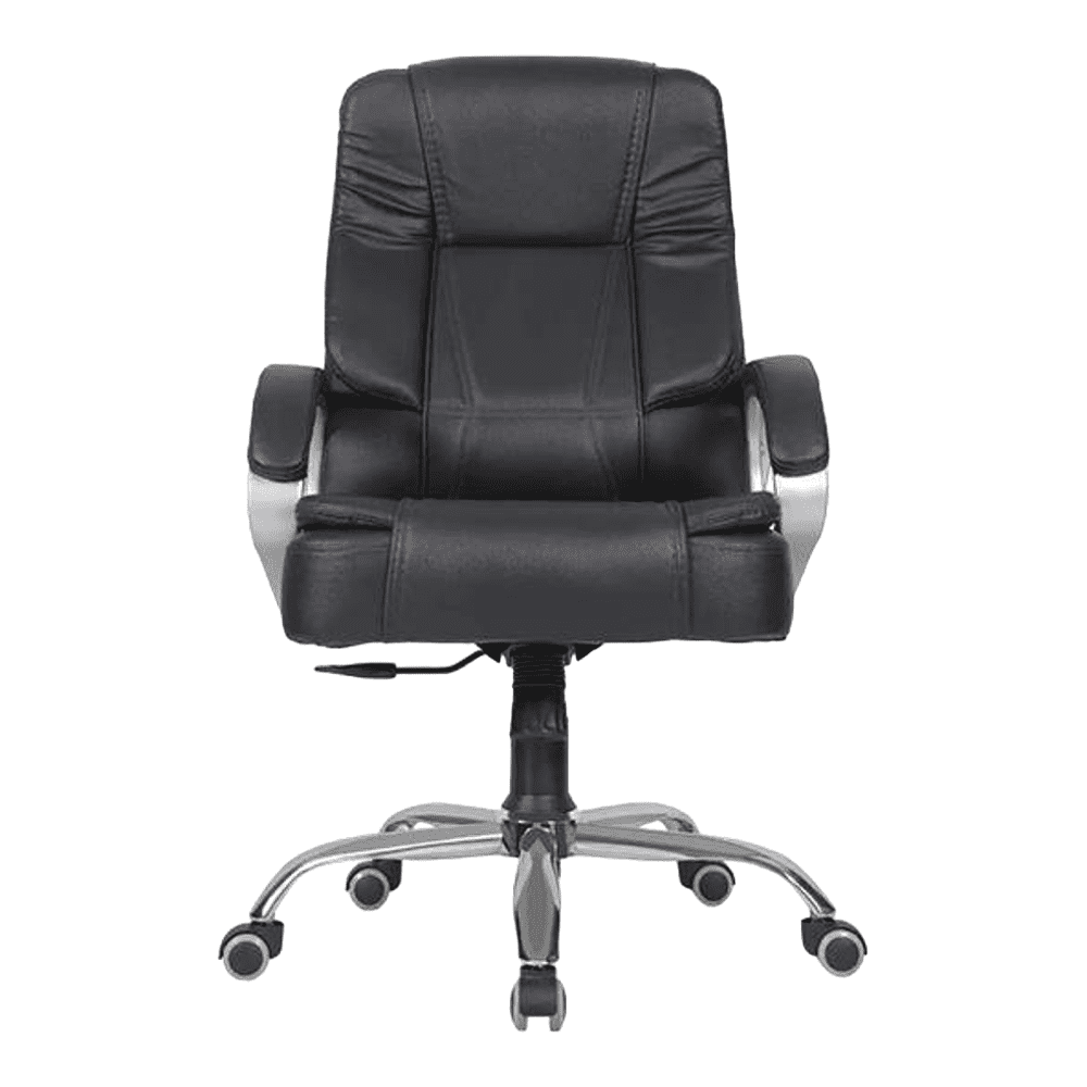 Pluto Leatherette Swivel Study Chair in Black Colour