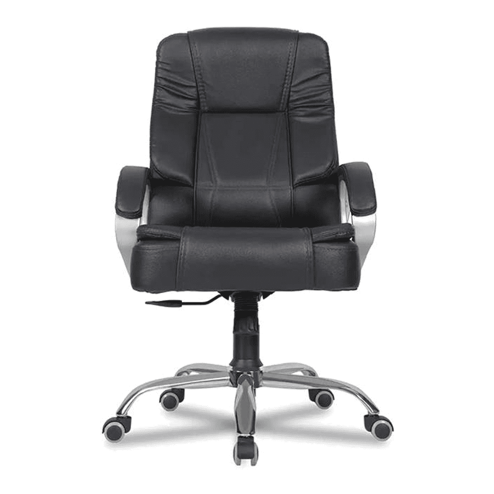 Pluto Leatherette Swivel Study Chair in Black Colour