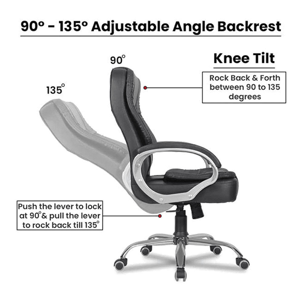 Pluto Leatherette Swivel Study Chair in Black Colour