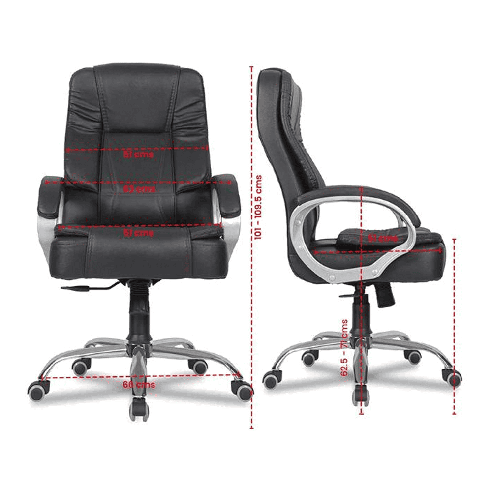 Pluto Leatherette Swivel Study Chair in Black Colour