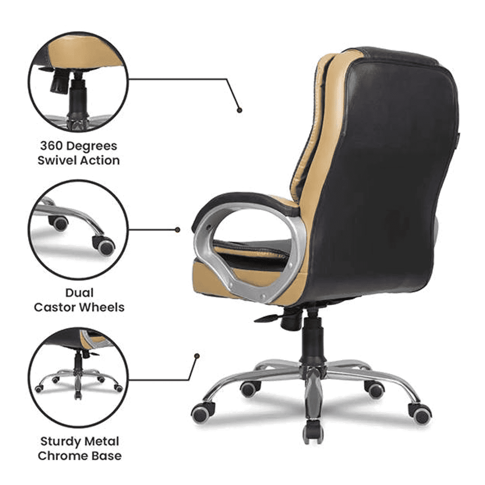 Chat Leatherette Swivel Study Chair in Black Colour