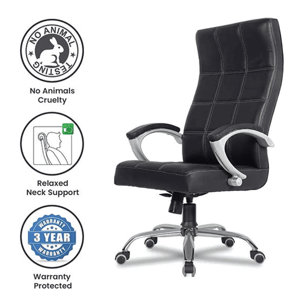 Corr Leatherette Swivel Study Chair in Black Colour