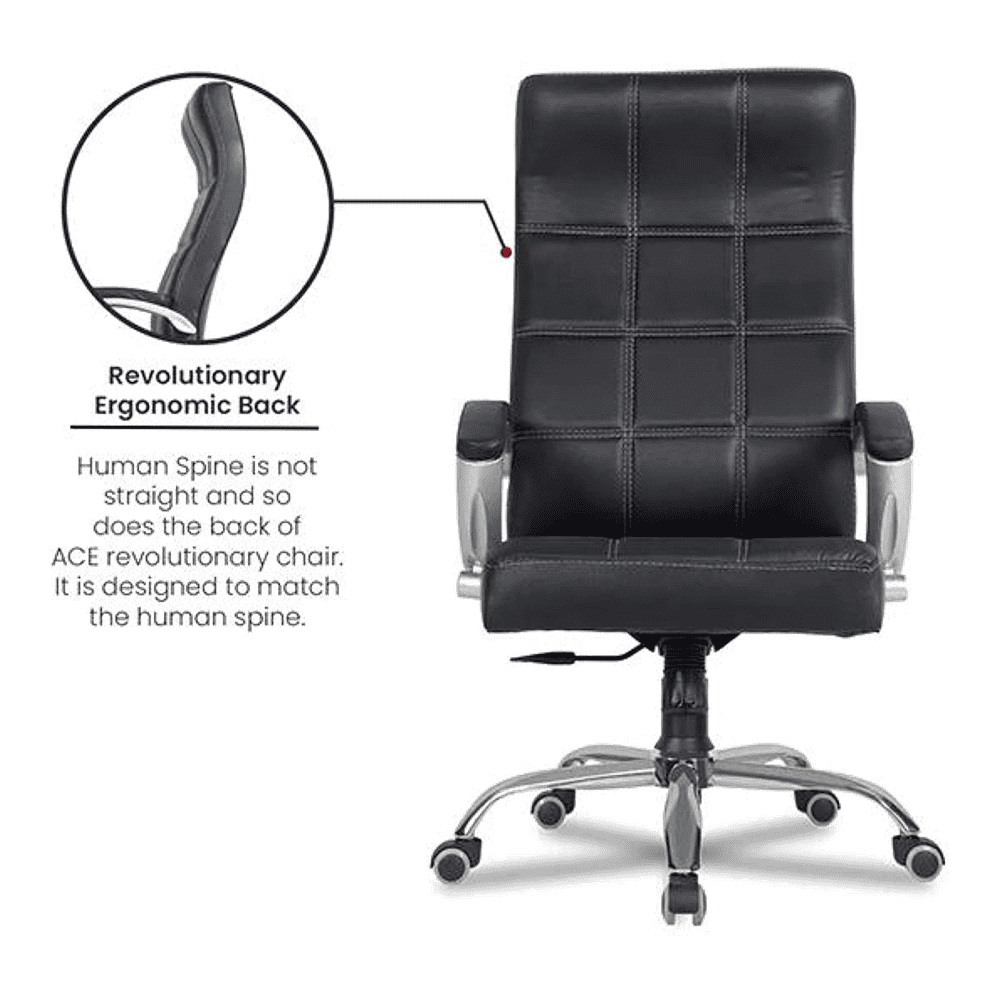 Corr Leatherette Swivel Study Chair in Black Colour