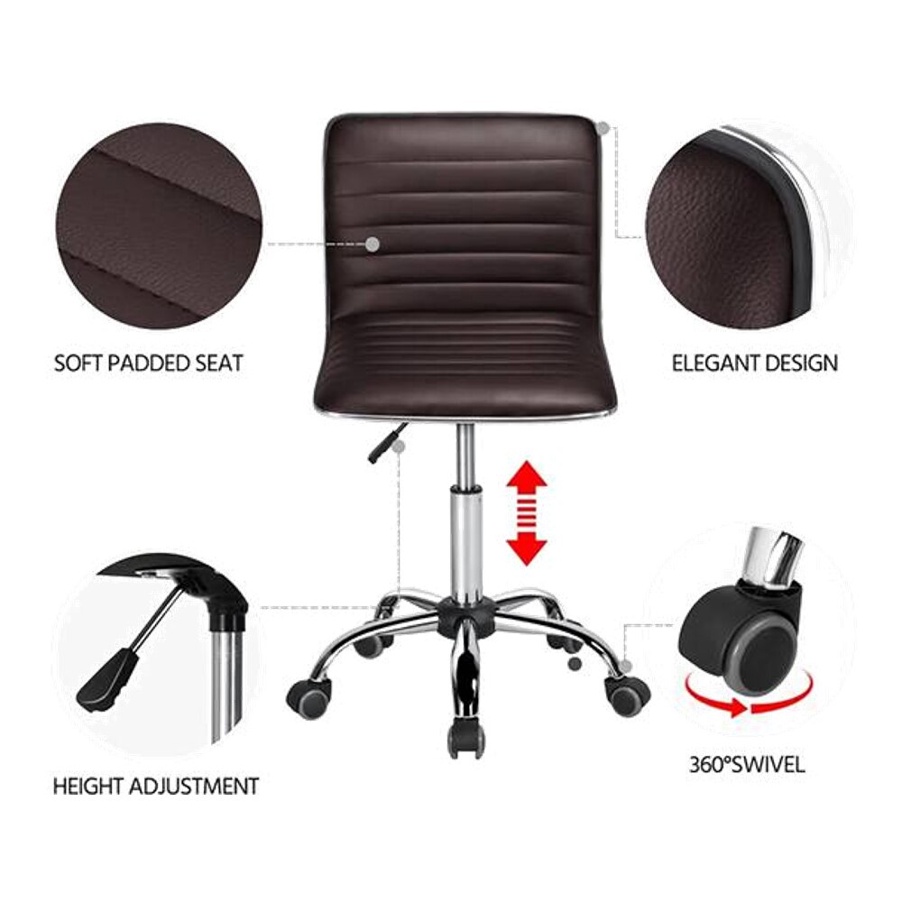 Correen Leatherette Swivel Study Chair in Brown Colour