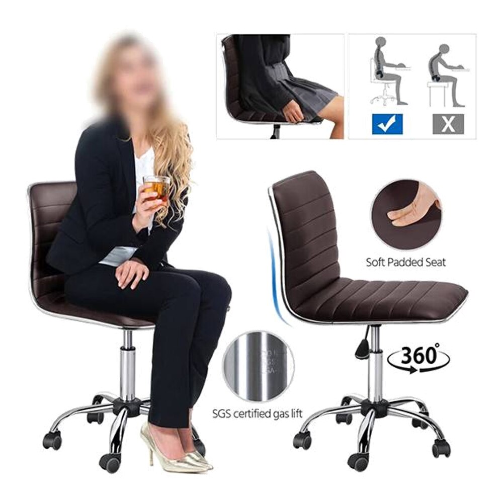 Correen Leatherette Swivel Study Chair in Brown Colour