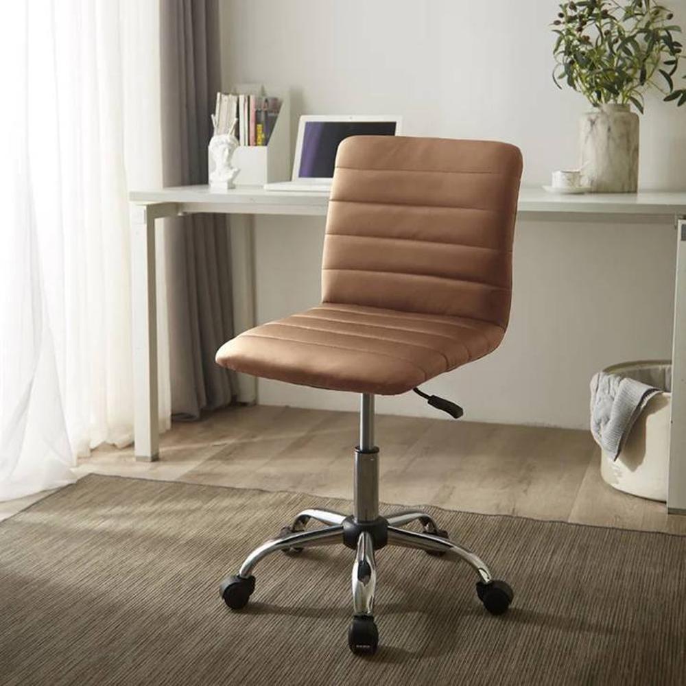 Jason Leatherette Swivel Study Chair in Brown Colour