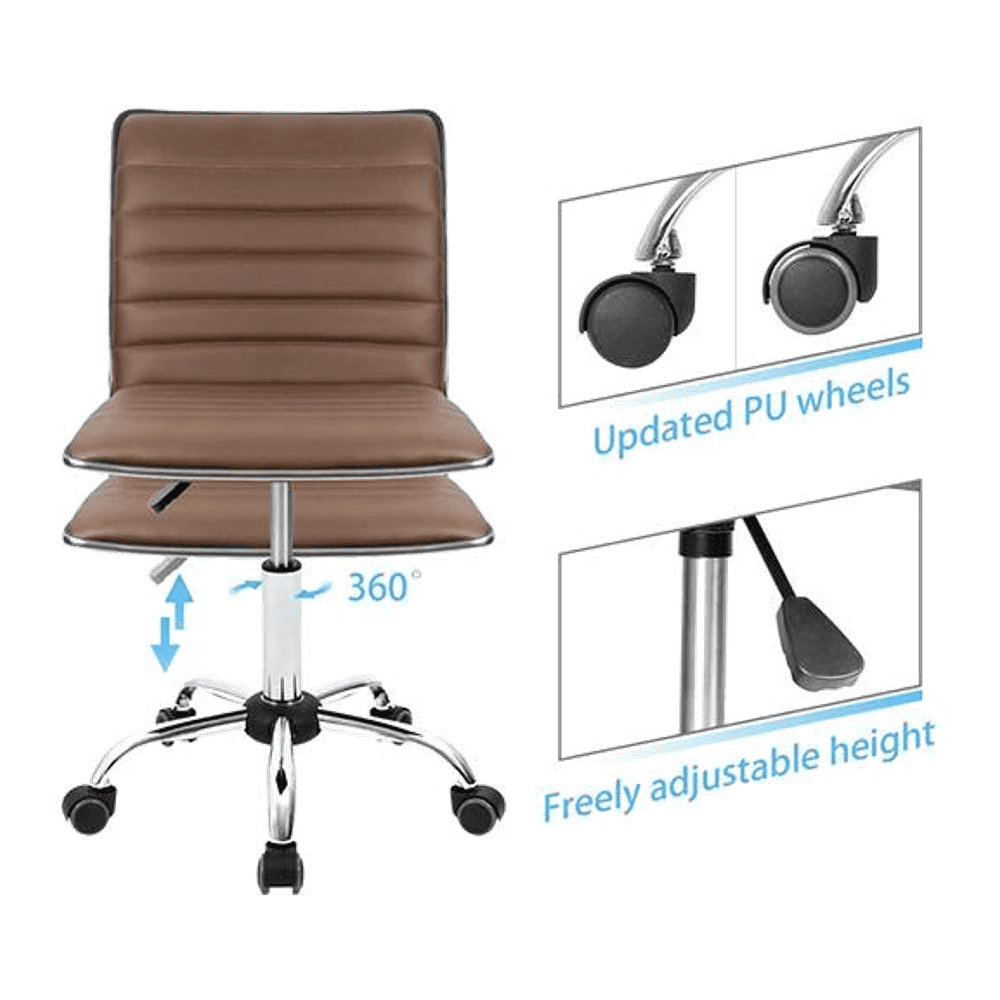 Kaycee Leatherette Swivel Study Chair in Brown Colour