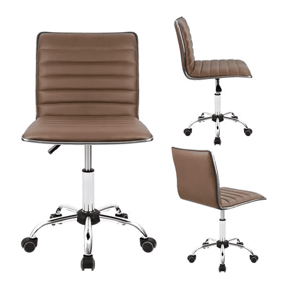 Kaycee Leatherette Swivel Study Chair in Brown Colour