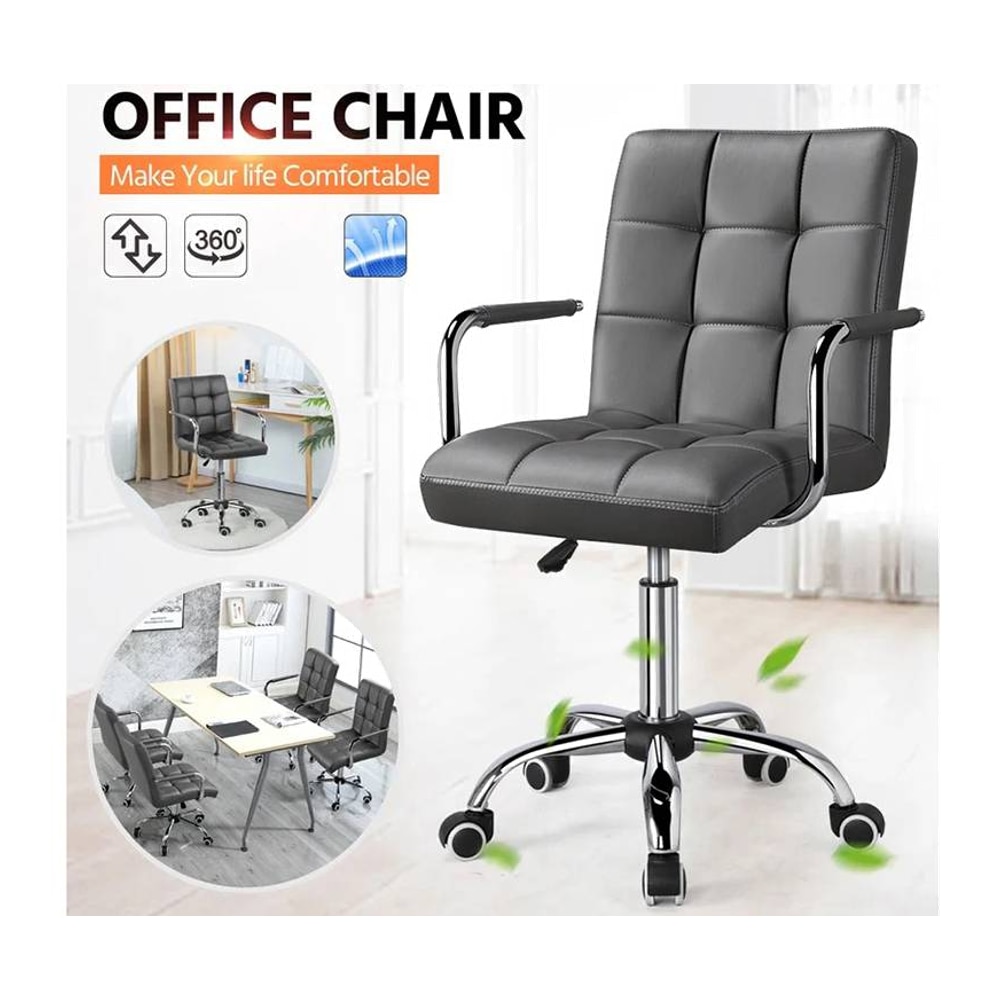 Lincoln Leatherette Swivel Study Chair in Brown Colour