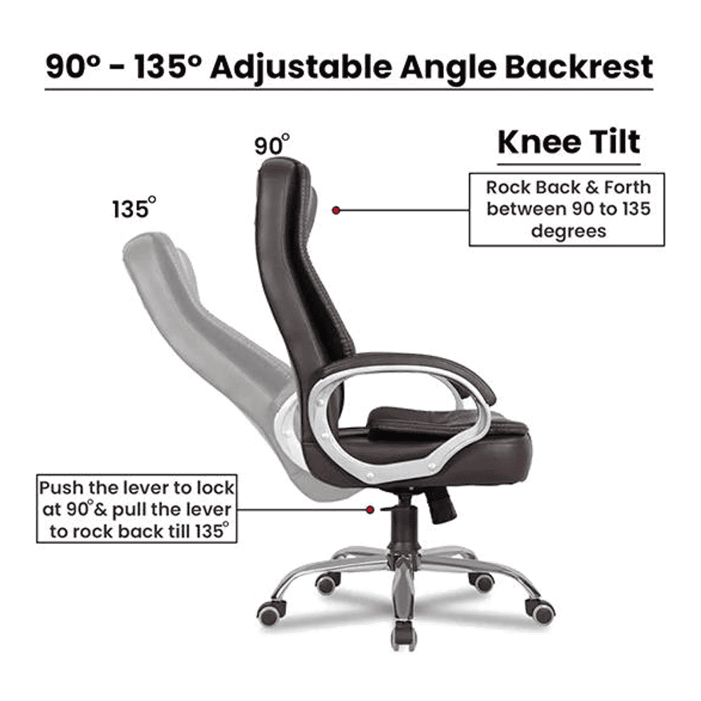 Evah Leatherette Swivel Study Chair in Brown Colour