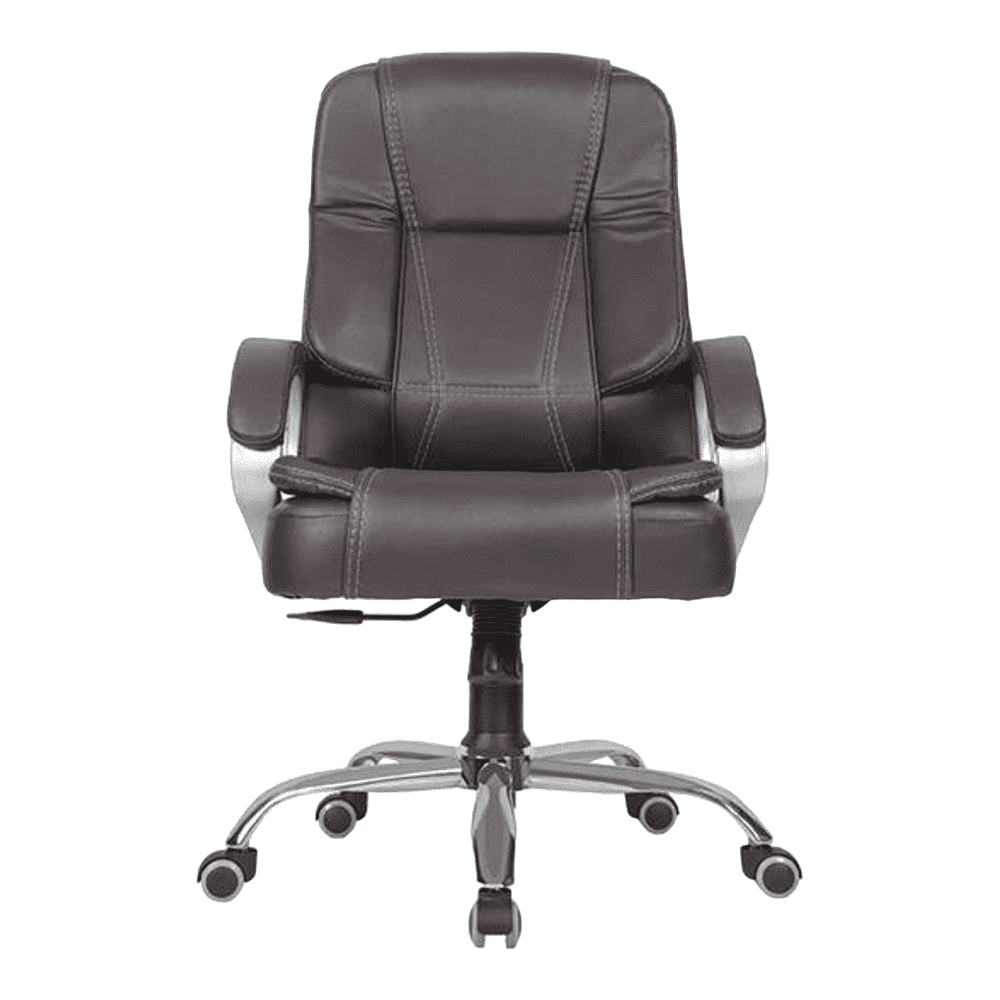 Adan Leatherette Swivel Study Chair in Brown Colour