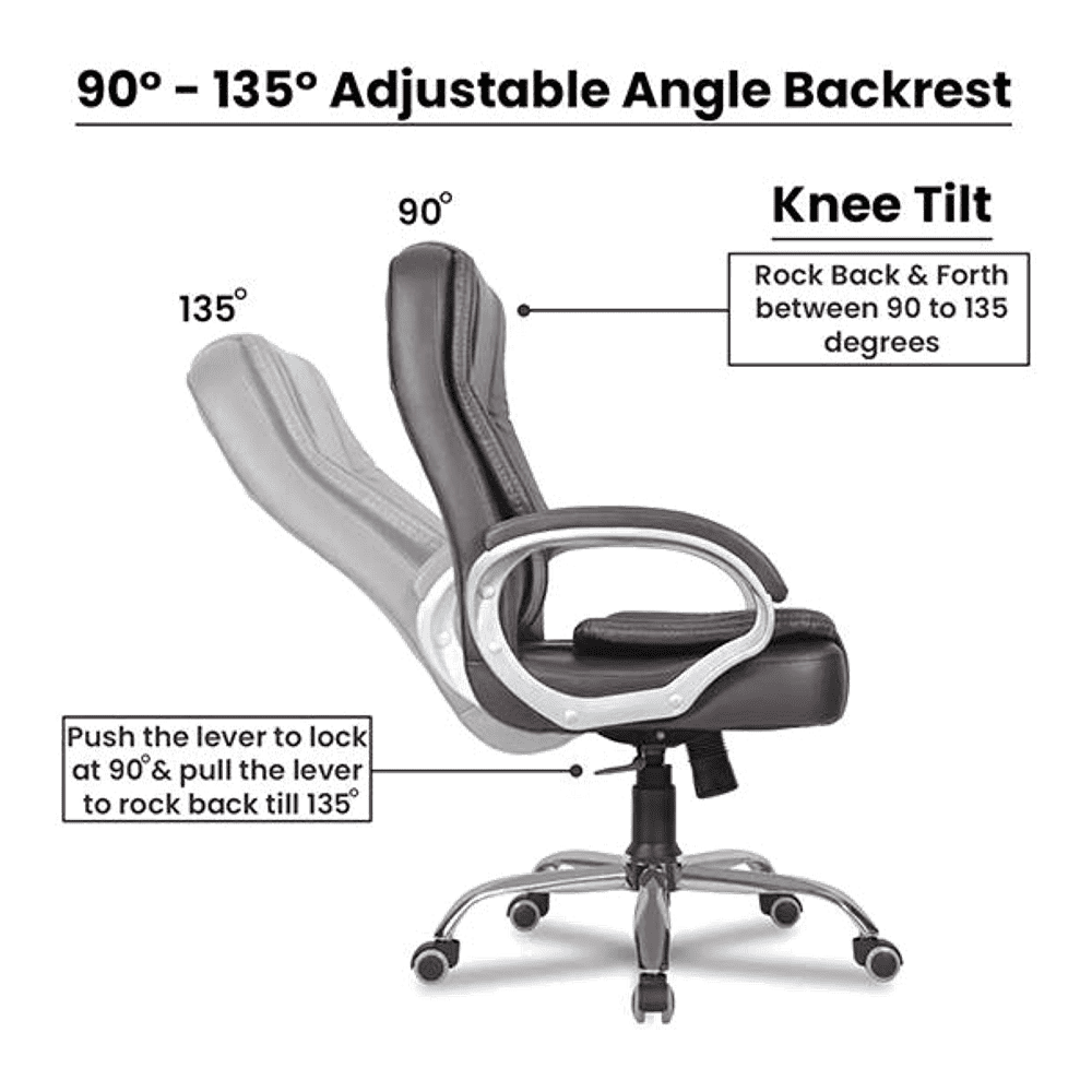 Adan Leatherette Swivel Study Chair in Brown Colour