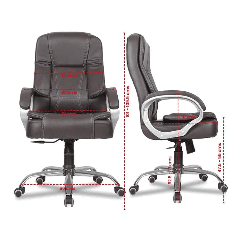 Adan Leatherette Swivel Study Chair in Brown Colour