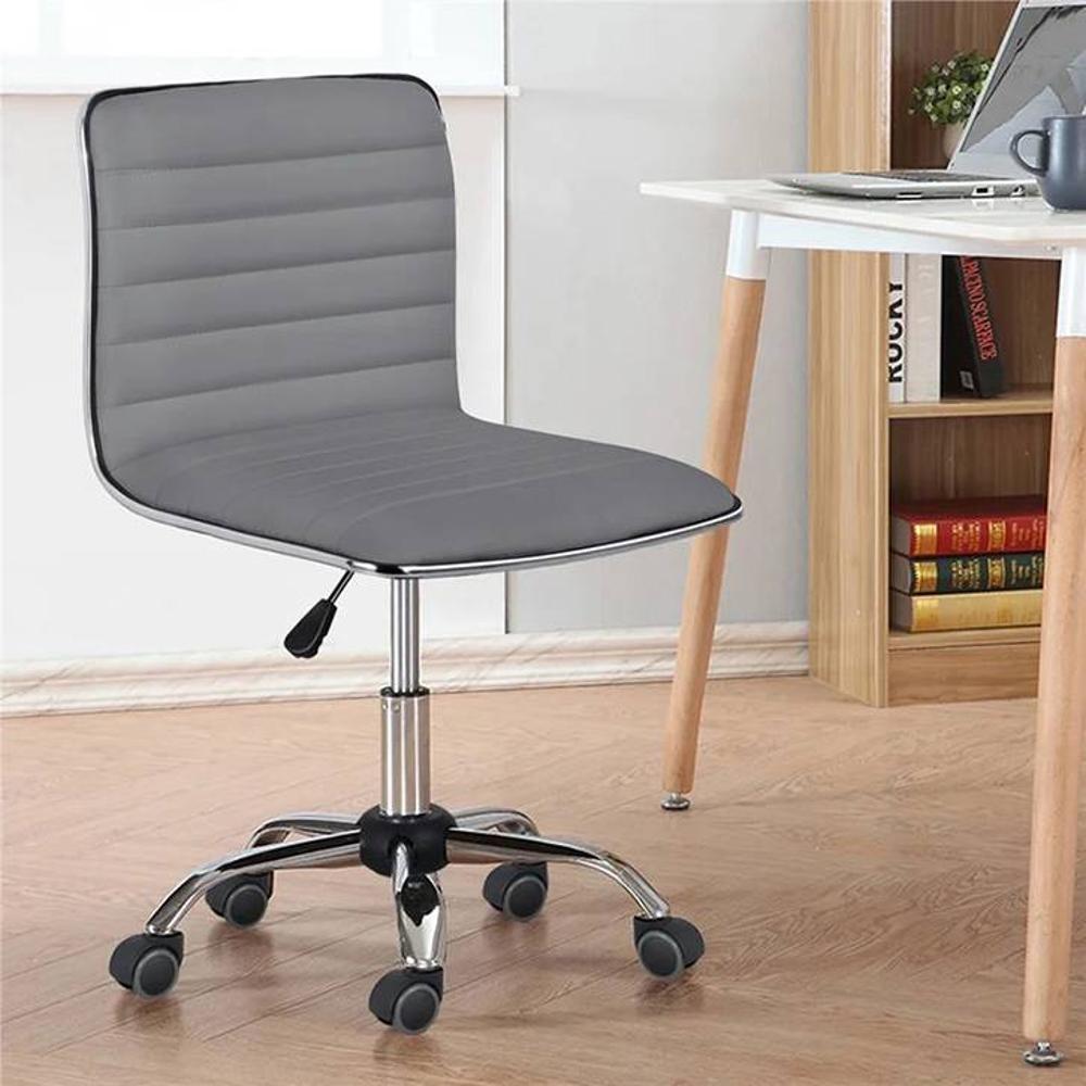 Correen Leatherette Swivel Study Chair in Grey Colour