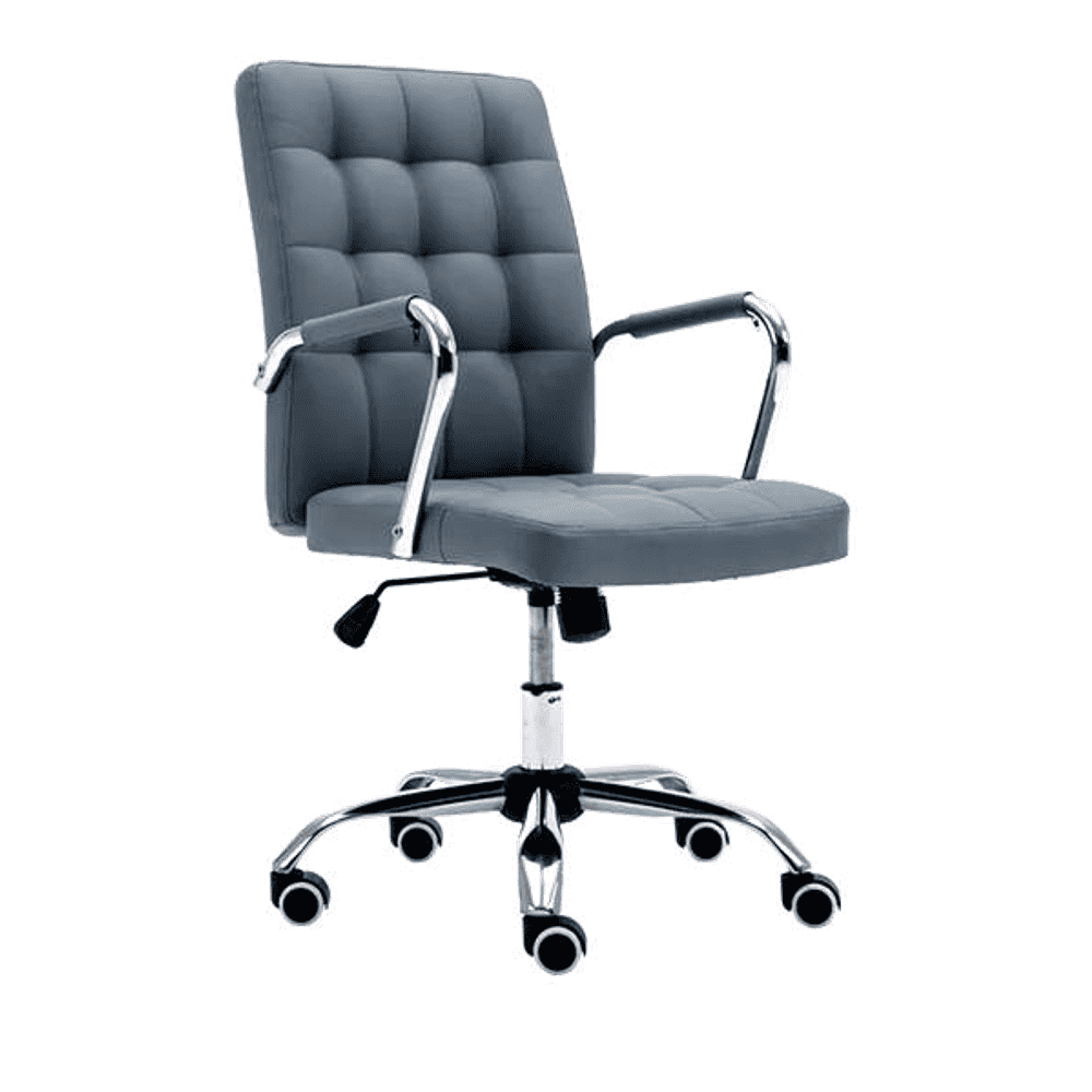 Gruber Leatherette Swivel Study Chair in Grey Colour