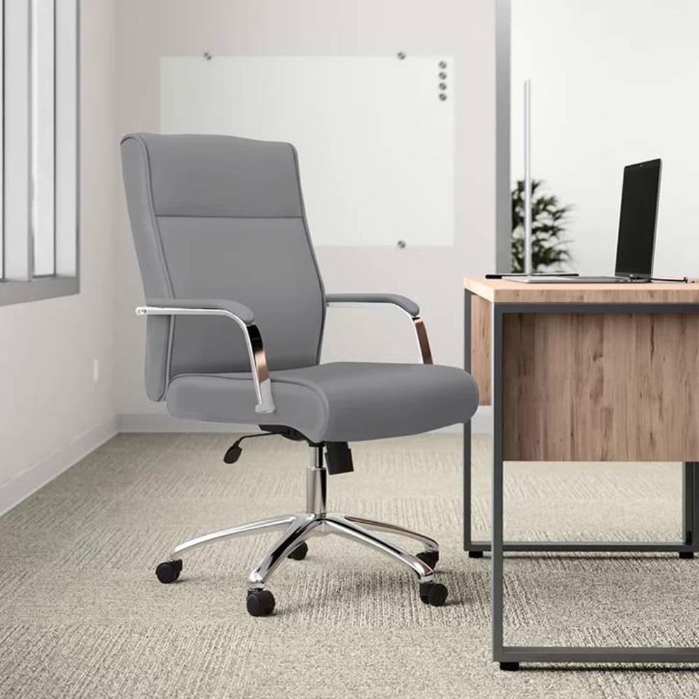 Landyn Leatherette Swivel Study Chair in Grey Colour