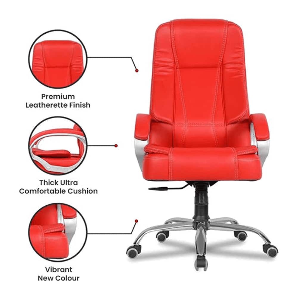 Odyssey Leatherette Swivel Study Chair in Red Colour