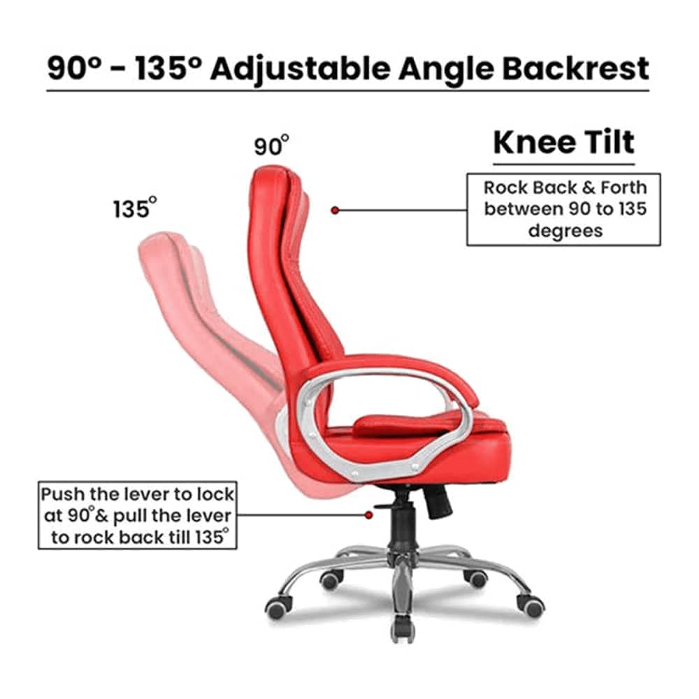 Odyssey Leatherette Swivel Study Chair in Red Colour