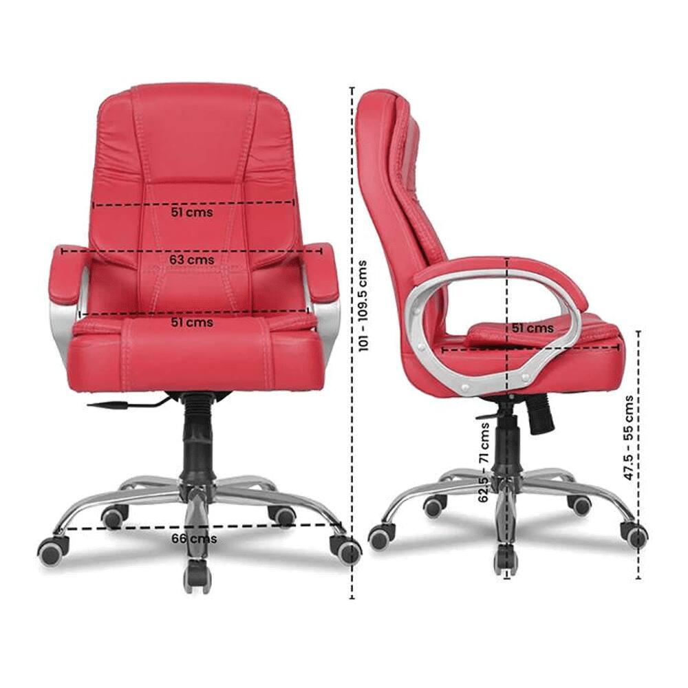 Adan Leatherette Swivel Study Chair in Red Colour