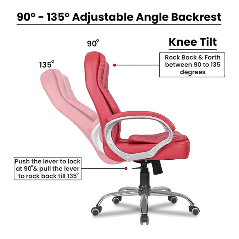 Adan Leatherette Swivel Study Chair in Red Colour