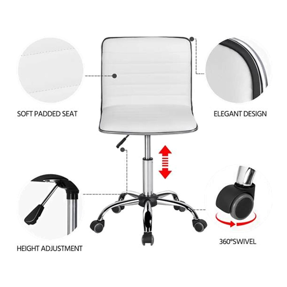 Correen Leatherette Swivel Study Chair in White Colour