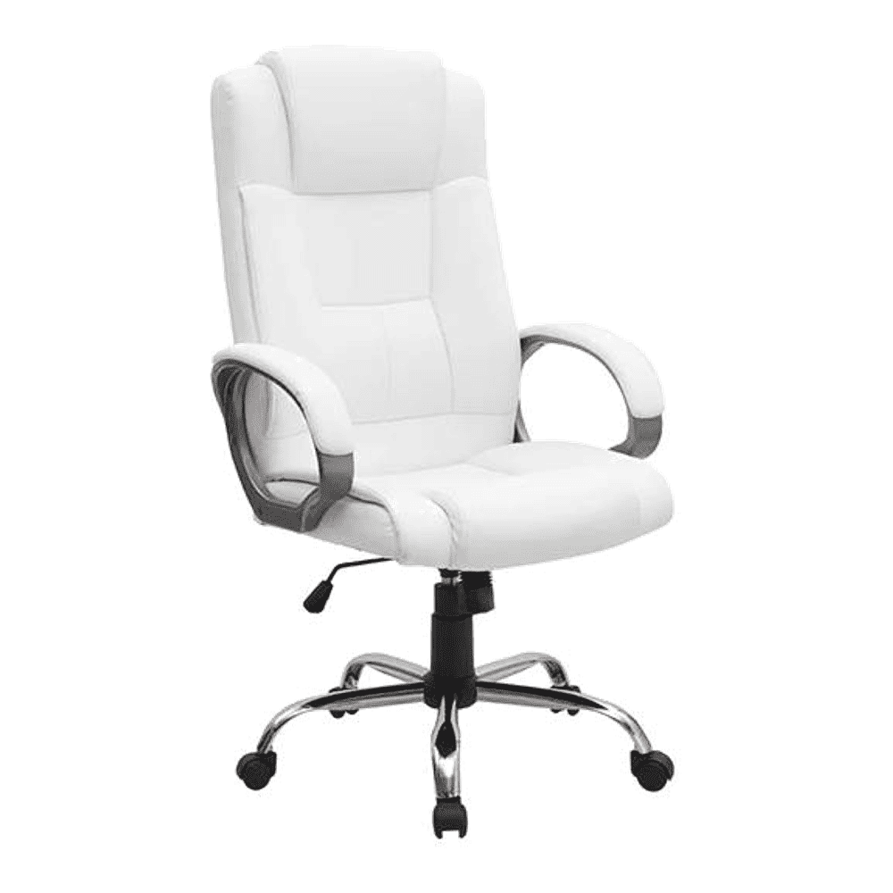 Buttam Leatherette Swivel Study Chair in White Colour